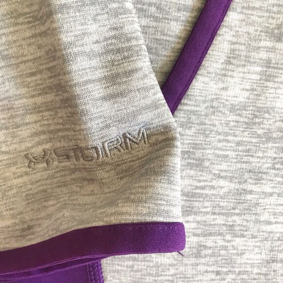 Under Armour Women Hoodie M Loose Gray Purple Storm ColdGear Sweatshirt Pockets - Picture 4 of 12